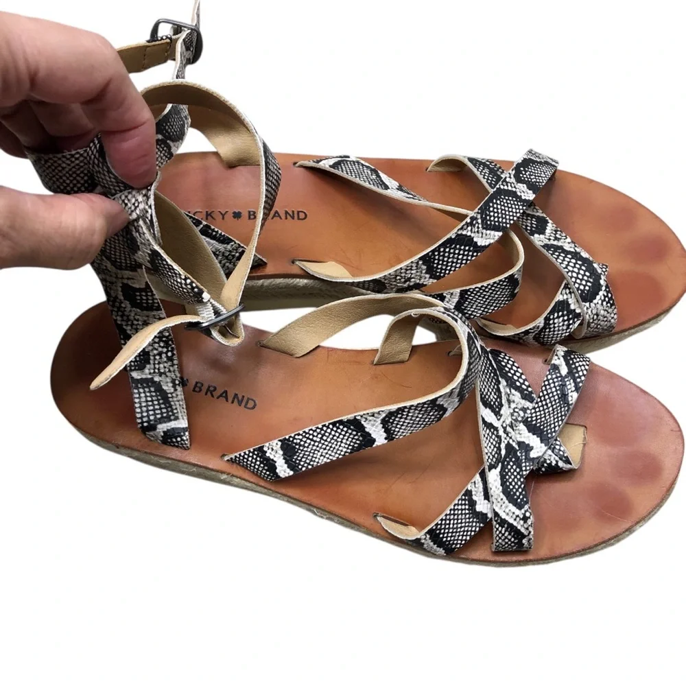 Lucky Brand Jakina Snakeskin Espadrille Wedge Sandal Women 10M/42 Platform Shoe